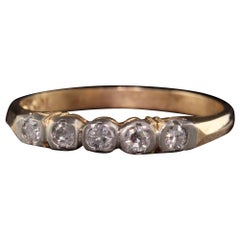 Antique Art Deco 14K Yellow Gold Two Tone Single Cut Diamond Band