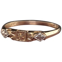 Antique Art Deco 14K Yellow Gold Two Tone Wedding Band