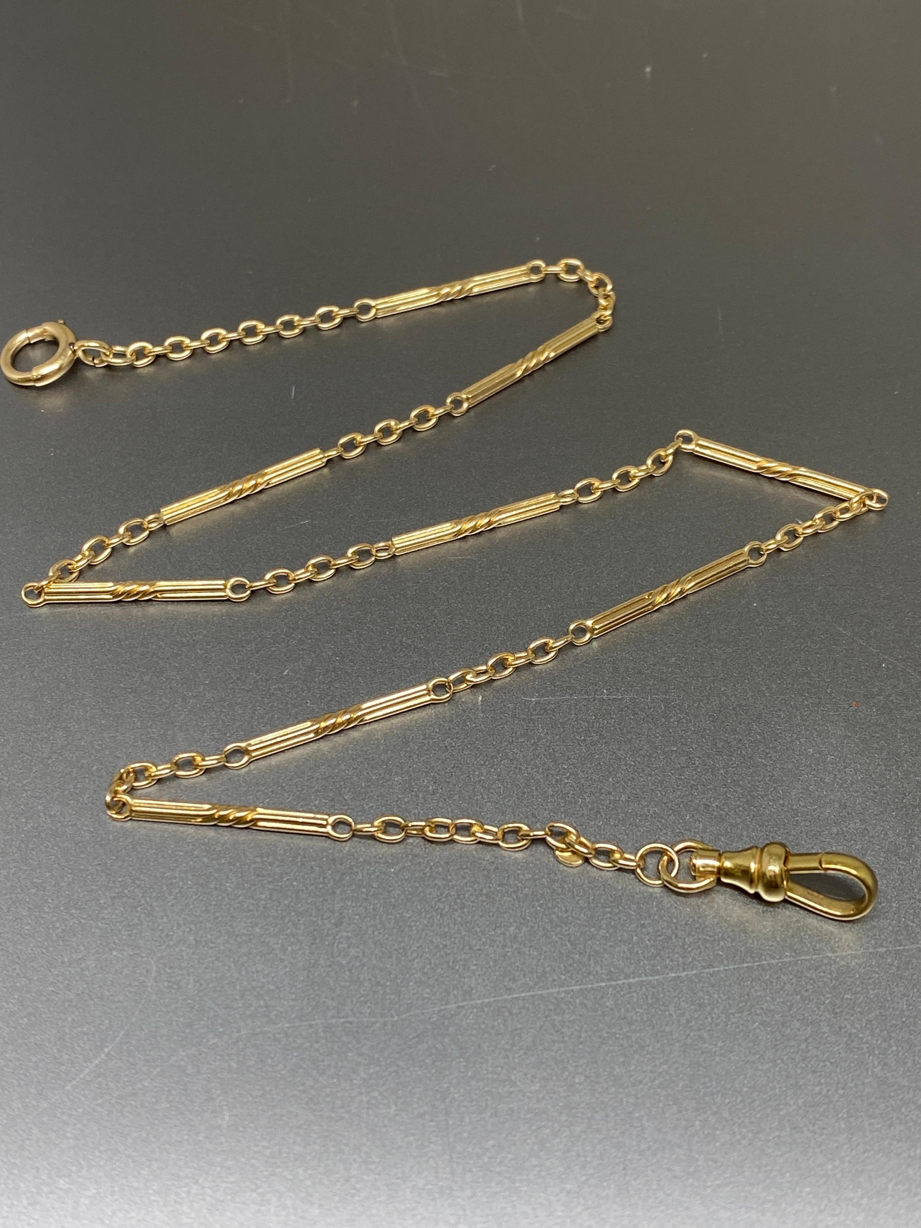 Women's or Men's Antique Art Deco 14k Yellow Gold Watch Fob Chain Necklace Bracelet