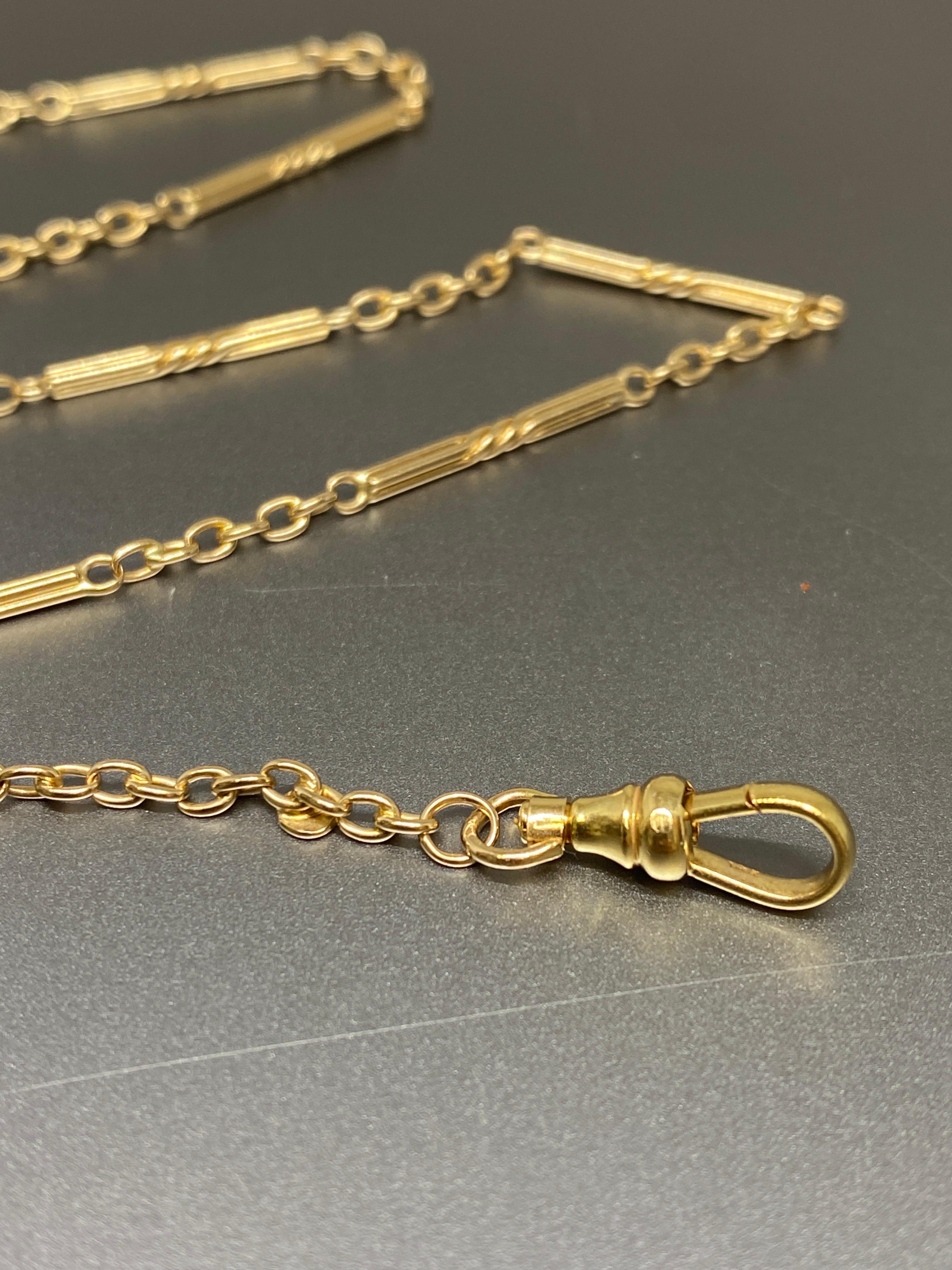 Antique Art Deco 14k Yellow Gold Watch Fob Chain Necklace Bracelet 1
