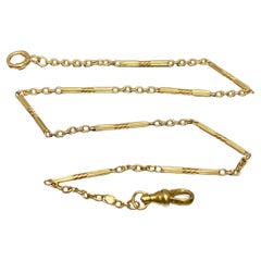 Antique Art Deco 14k Yellow Gold Watch Fob Chain Necklace Bracelet