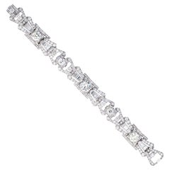 Antiguo Art Decó Pulsera de diamantes de 15,00 quilates en platino