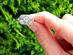 Antique Art Deco 1.53 Carat Diamond and 18k White Gold Dress Ring Circa 1920
