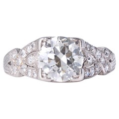 Antiker Art Deco 1,64 Karat alt europäisch geschliffener Diamant Platin Verlobungsring