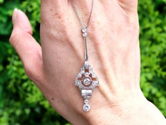 Antique Art Deco 1.67 Carat Diamond and 18k White Gold Pendant Circa 1935