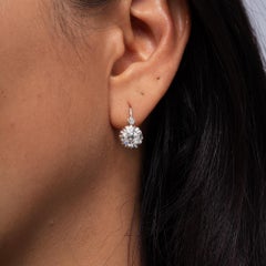 Pendientes Antiguos Art Decó de Platino con Diamantes Europeos Antiguos de 1,67 Quilates
