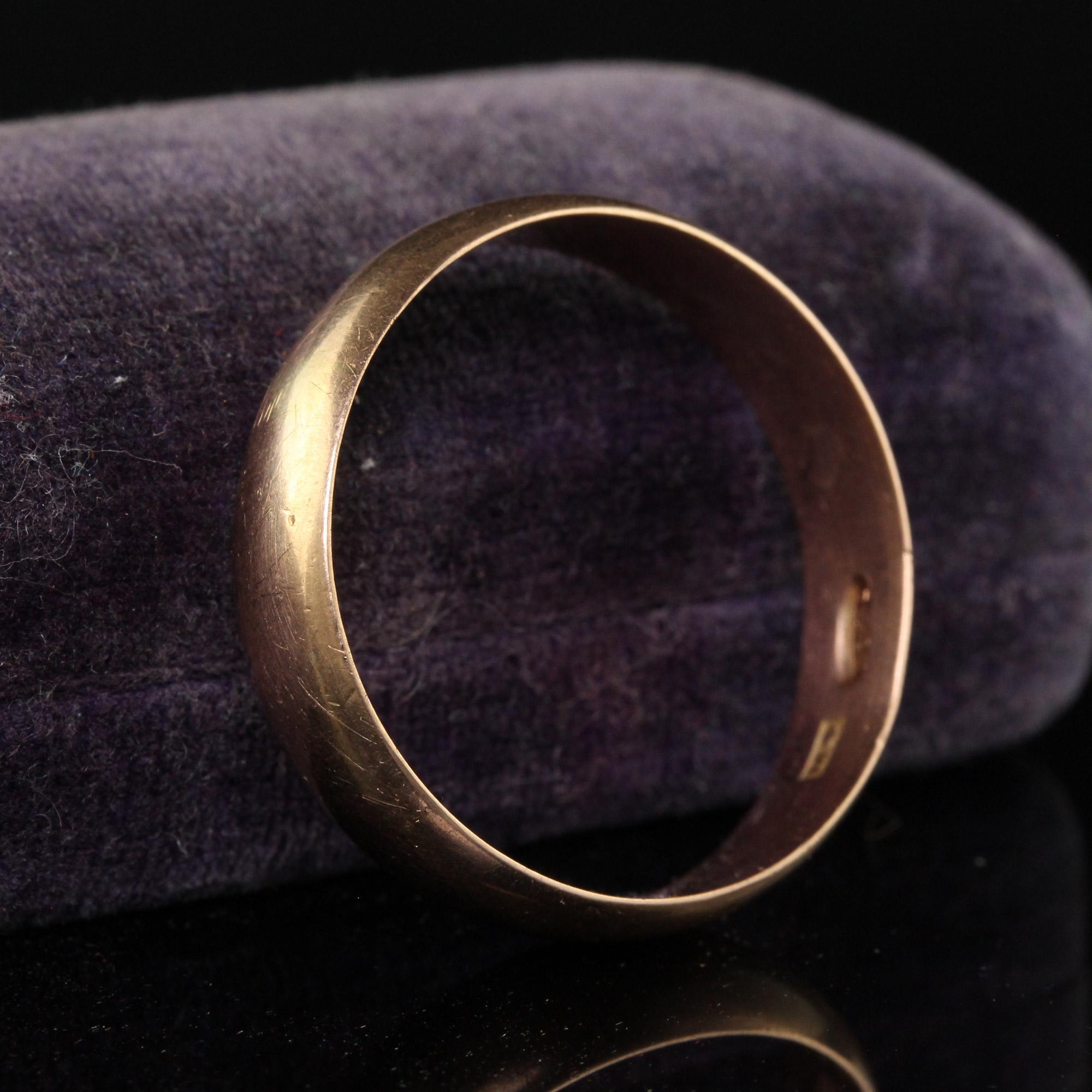 Antique Art Deco 16K Rose Gold Wide Wedding Band - Size 13 1/2 In Good Condition In Great Neck, NY