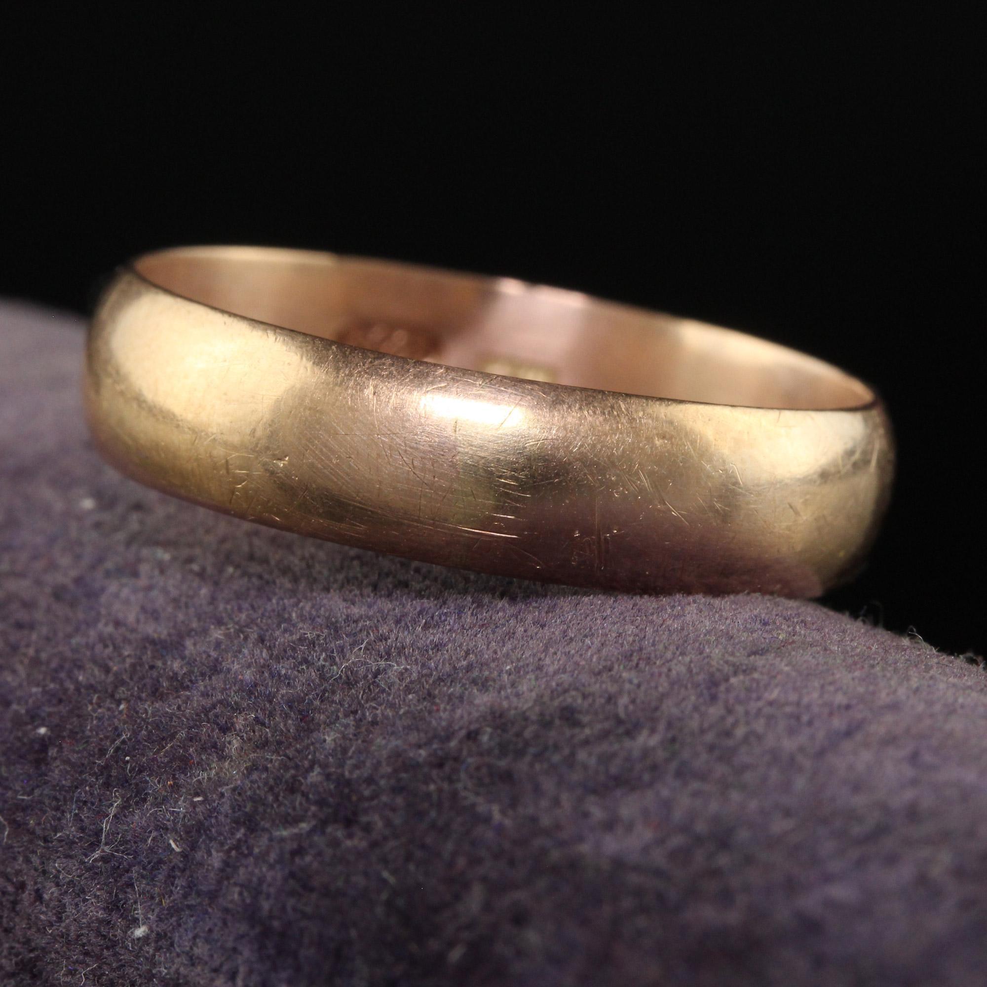 Women's or Men's Antique Art Deco 16K Rose Gold Wide Wedding Band - Size 13 1/2