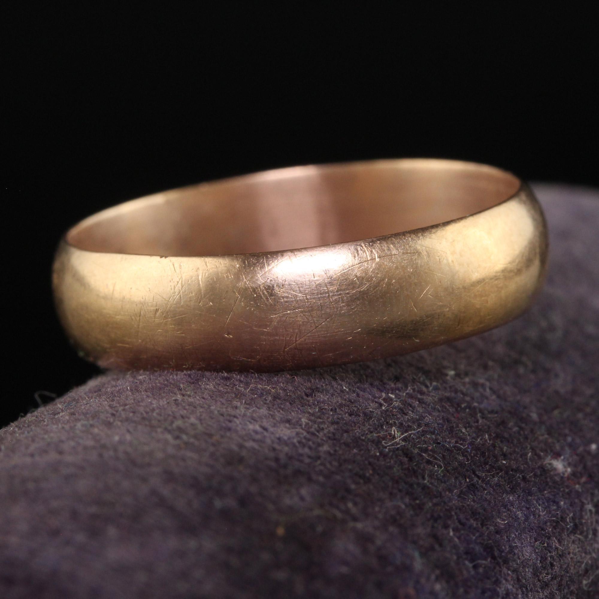 Antique Art Deco 16K Rose Gold Wide Wedding Band - Size 13 1/2 1
