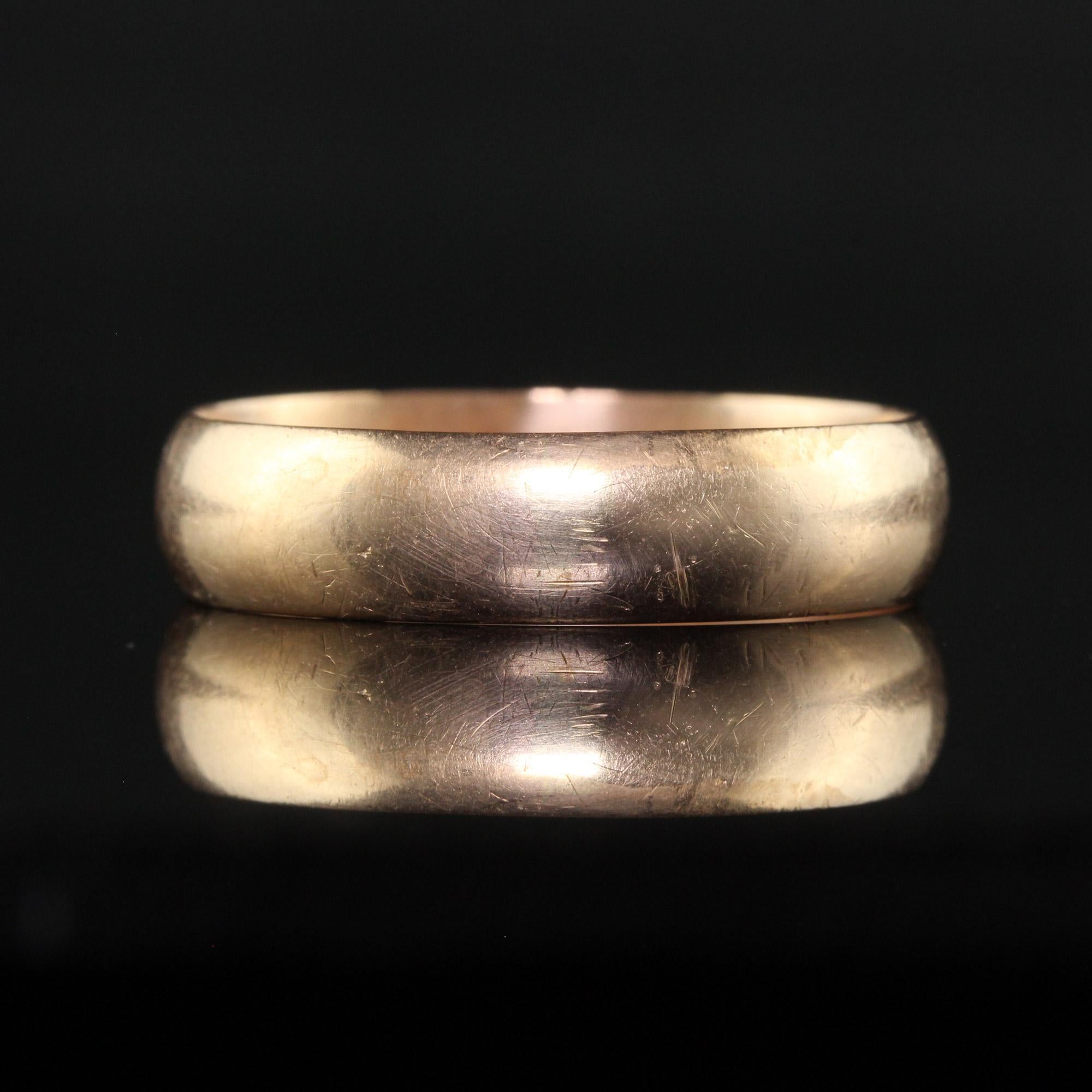 Antique Art Deco 16K Rose Gold Wide Wedding Band - Size 13 1/2 2