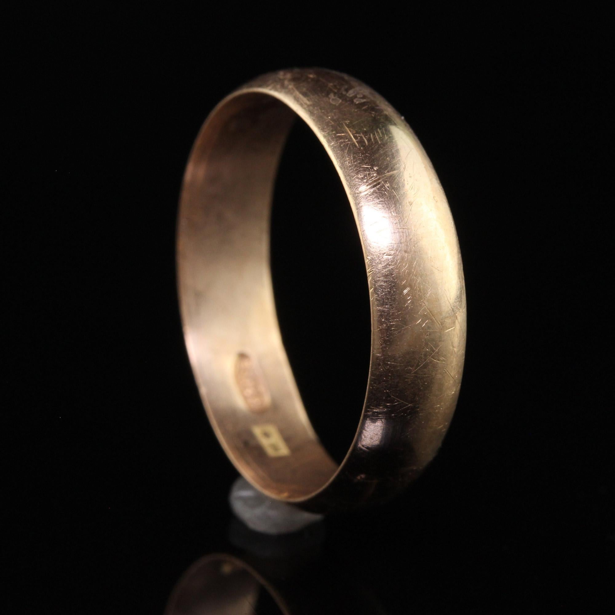 Antique Art Deco 16K Rose Gold Wide Wedding Band - Size 13 1/2 3