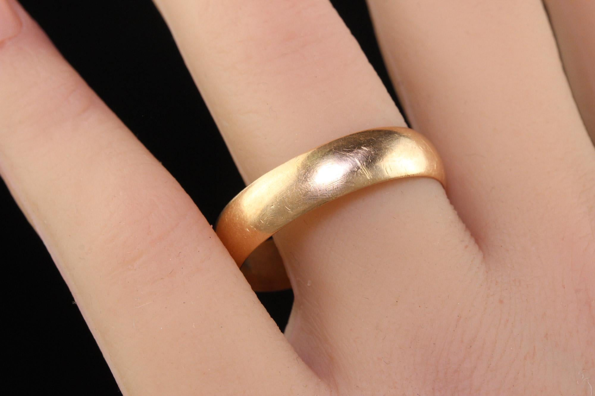 Antique Art Deco 16K Rose Gold Wide Wedding Band - Size 13 1/2 4