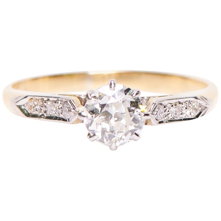 Antique Art Deco 18 Carat Yellow Gold And Platinum Diamond Engagement Ring