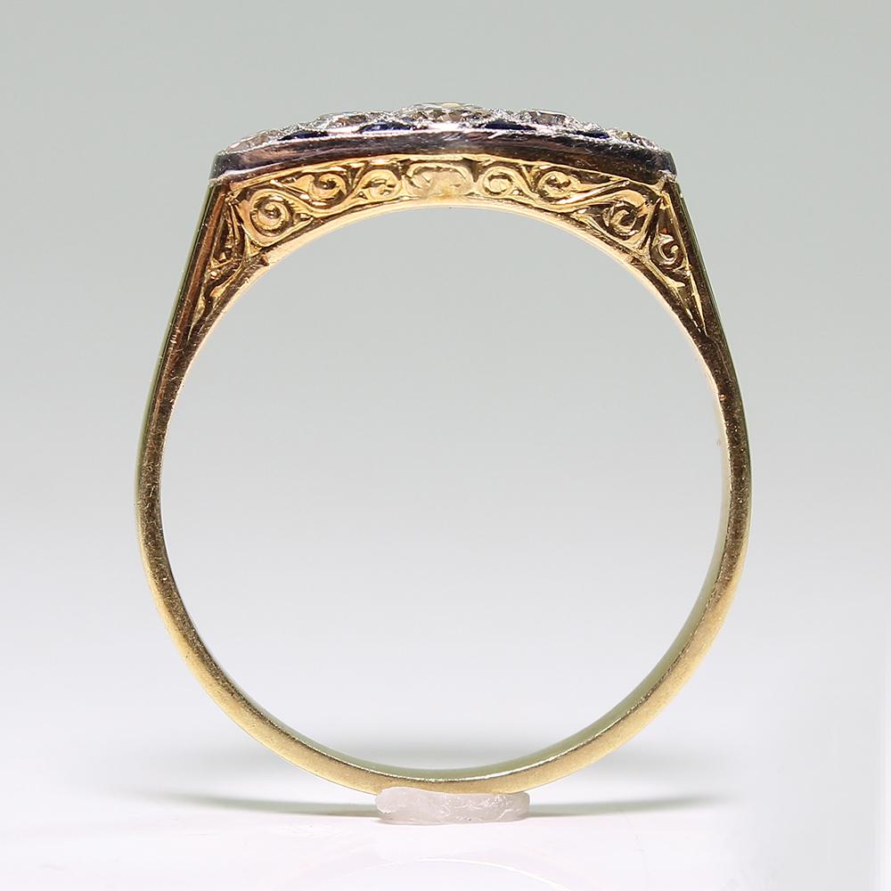 Antique Art Deco 18 Karat Gold Diamond and Sapphire Ring 1