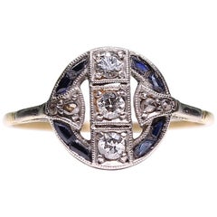 Antique Art Deco 18 Karat Gold Diamond and Sapphire Ring