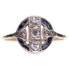 Antique Art Deco 18 Karat Gold Diamond and Sapphire Ring
