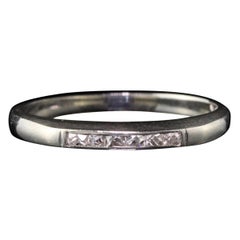 Antique Art Deco 18 Karat White Gold French Cut Diamond Half Eternity Band