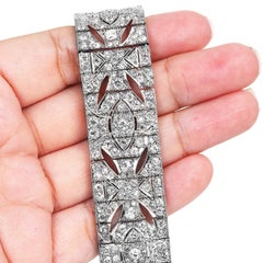 Antikes antikes Art Deco 18,58 Cartats Diamant Platin Breites Gliederarmband 1920er Jahre