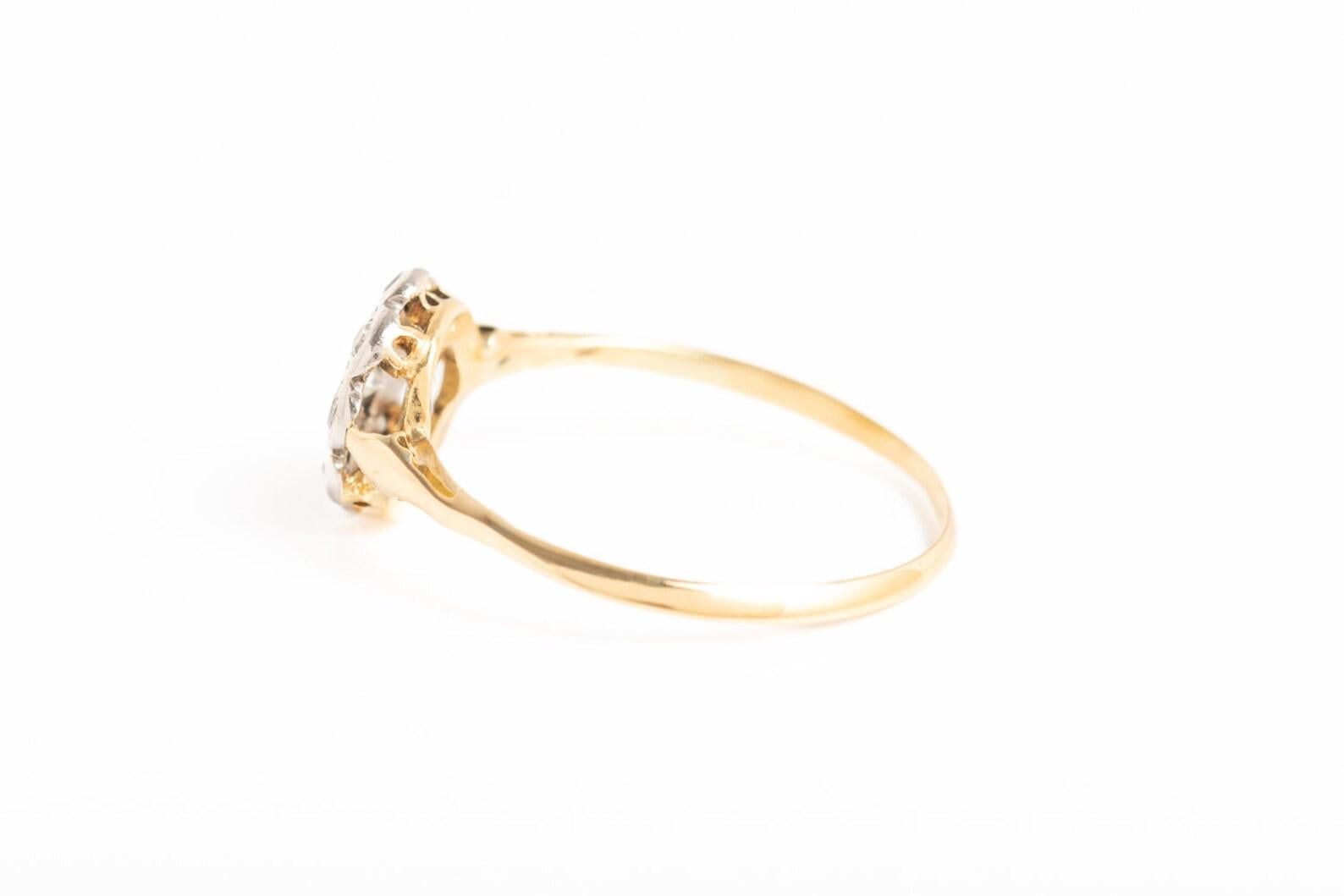 Antique Art Deco 18ct Gold Diamond Daisy Ring For Sale 2