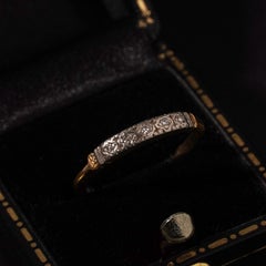 Anillo de eternidad Art Déco antiguo de oro de 18 quilates con diamantes, ancho de 2,5 mm, talla O / 7