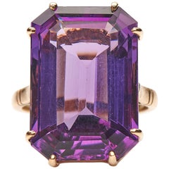 Antique, Art Deco, 18 Carat Yellow Gold, Amethyst Ring
