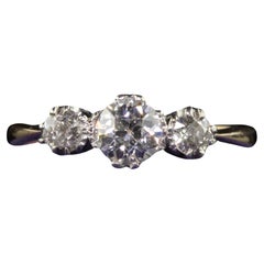 Antique Art Deco 18K Gold and Platinum Three Stone Old Euro Diamond Ring