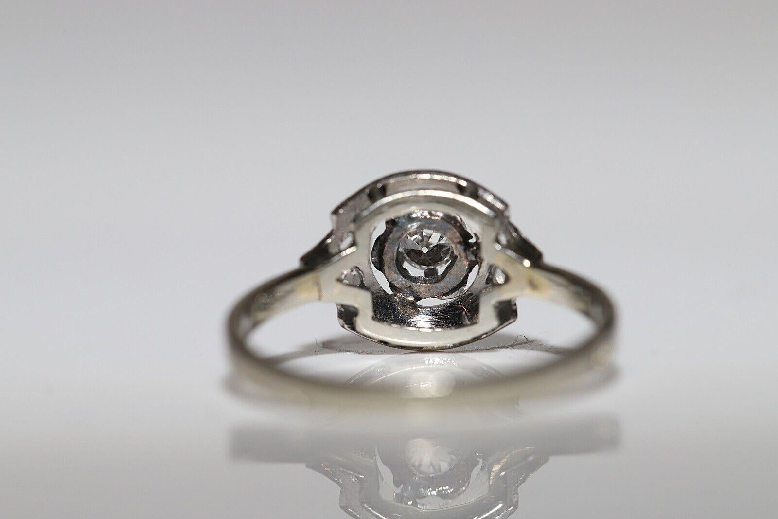 Antiker Art Deco 18k Gold Circa 1930er Jahre Natürlicher Diamant Dekorierter Ring (Art déco) im Angebot