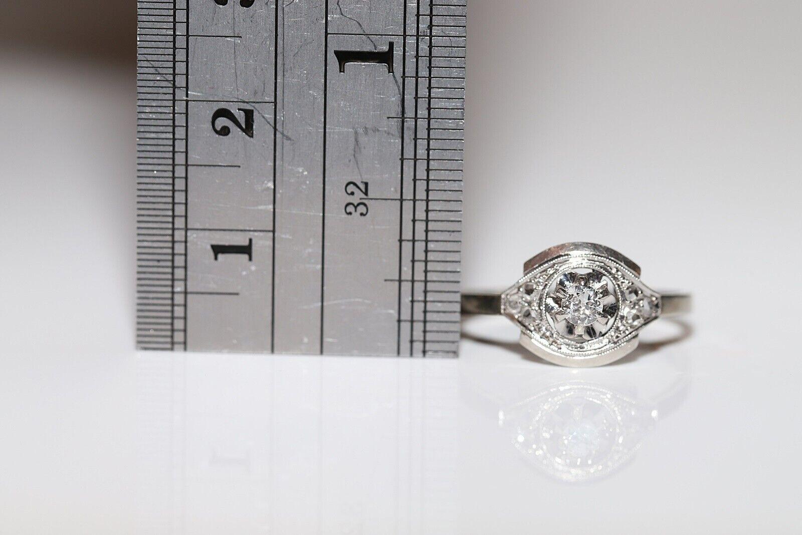 Antiker Art Deco 18k Gold Circa 1930er Jahre Natürlicher Diamant Dekorierter Ring (Rosenschliff) im Angebot