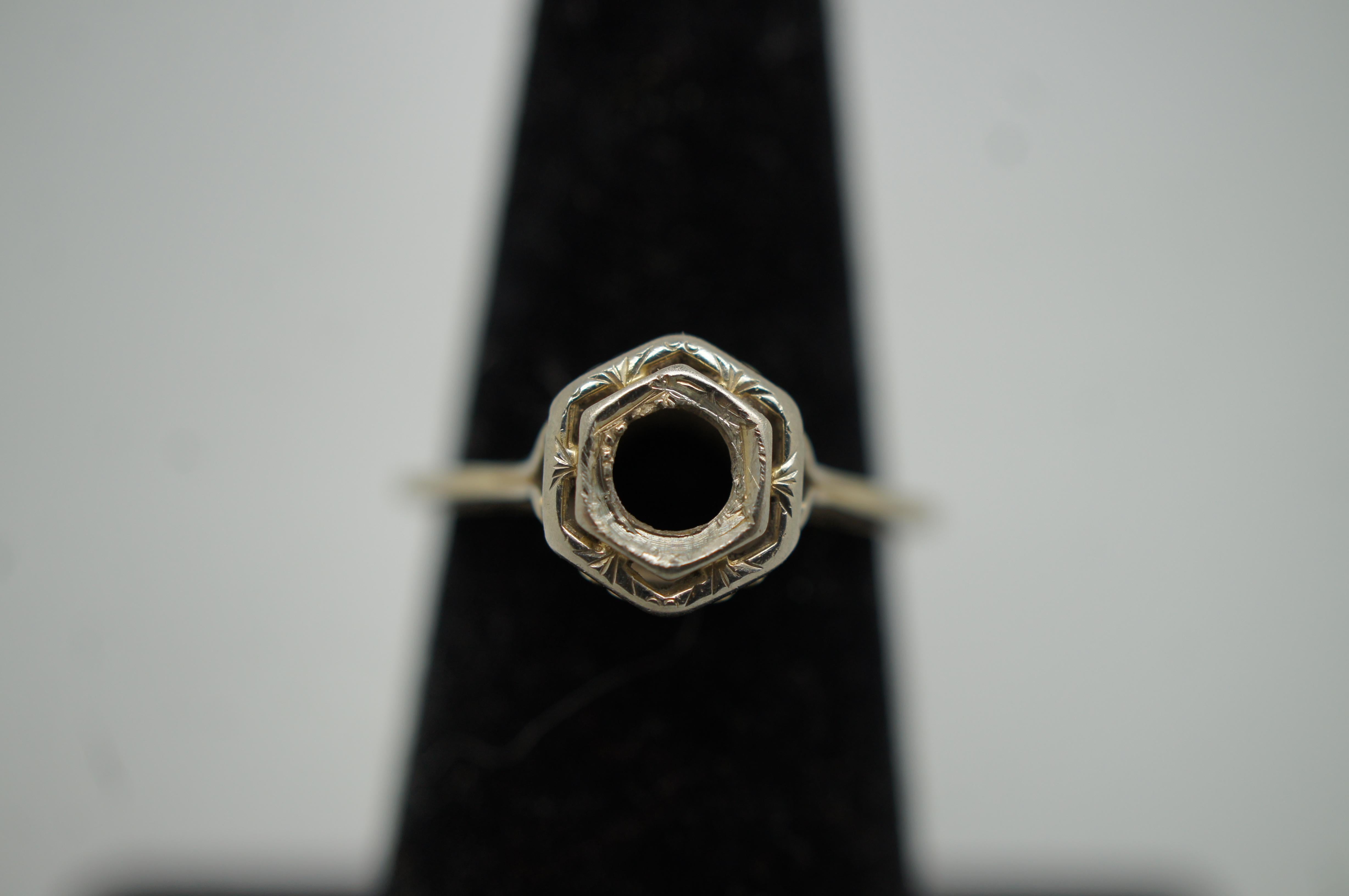 20th Century Antique Art Deco 18k White Gold .4ct Solitaire Diamond Engagement Ring For Sale