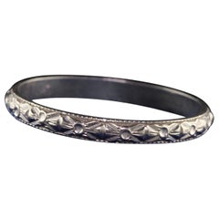 Antique Art Deco 18K White Gold Bristol Engraved Wedding Band