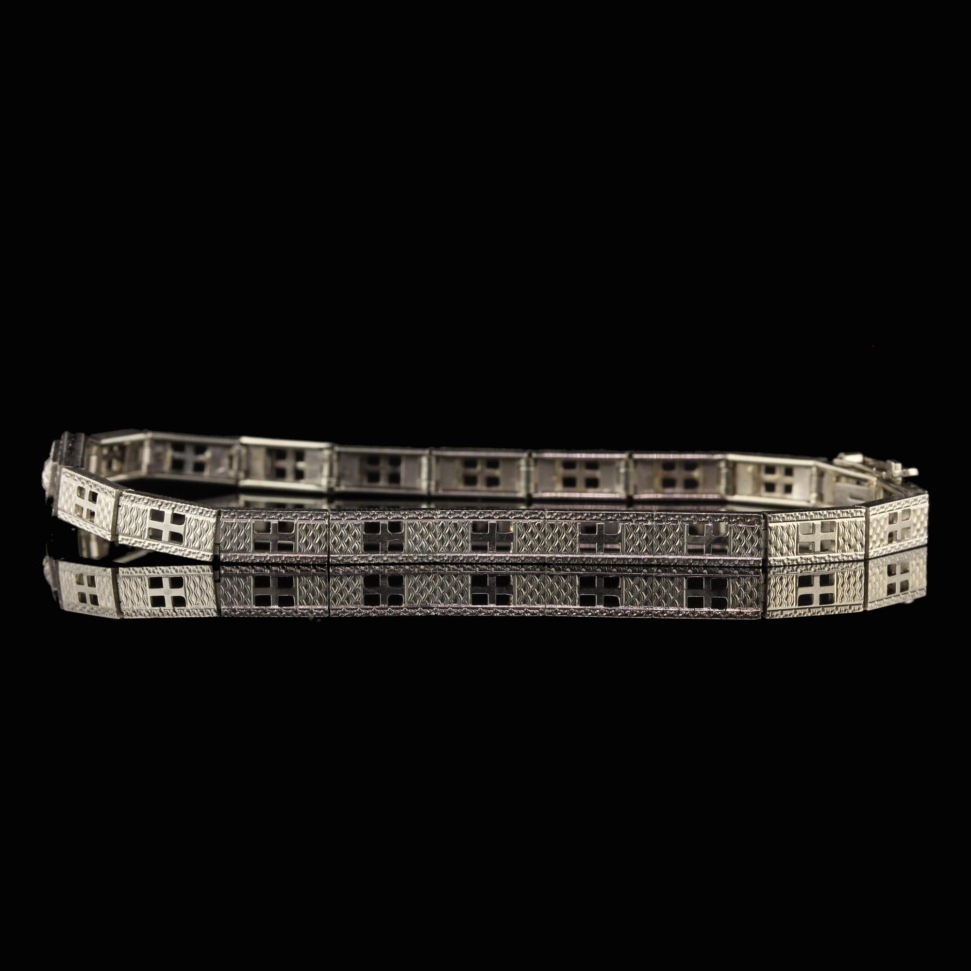 Women's Antique Art Deco 18 Karat White Gold Diamond Bracelet