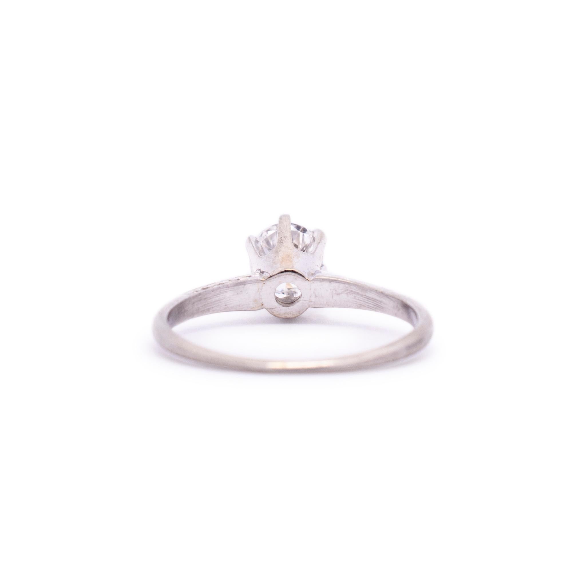 Women's Ladies Antique Art Deco 18K White Gold Diamond Engagement Ring For Sale