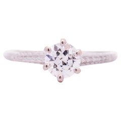 Ladies Antique Art Deco 18K White Gold Diamond Engagement Ring