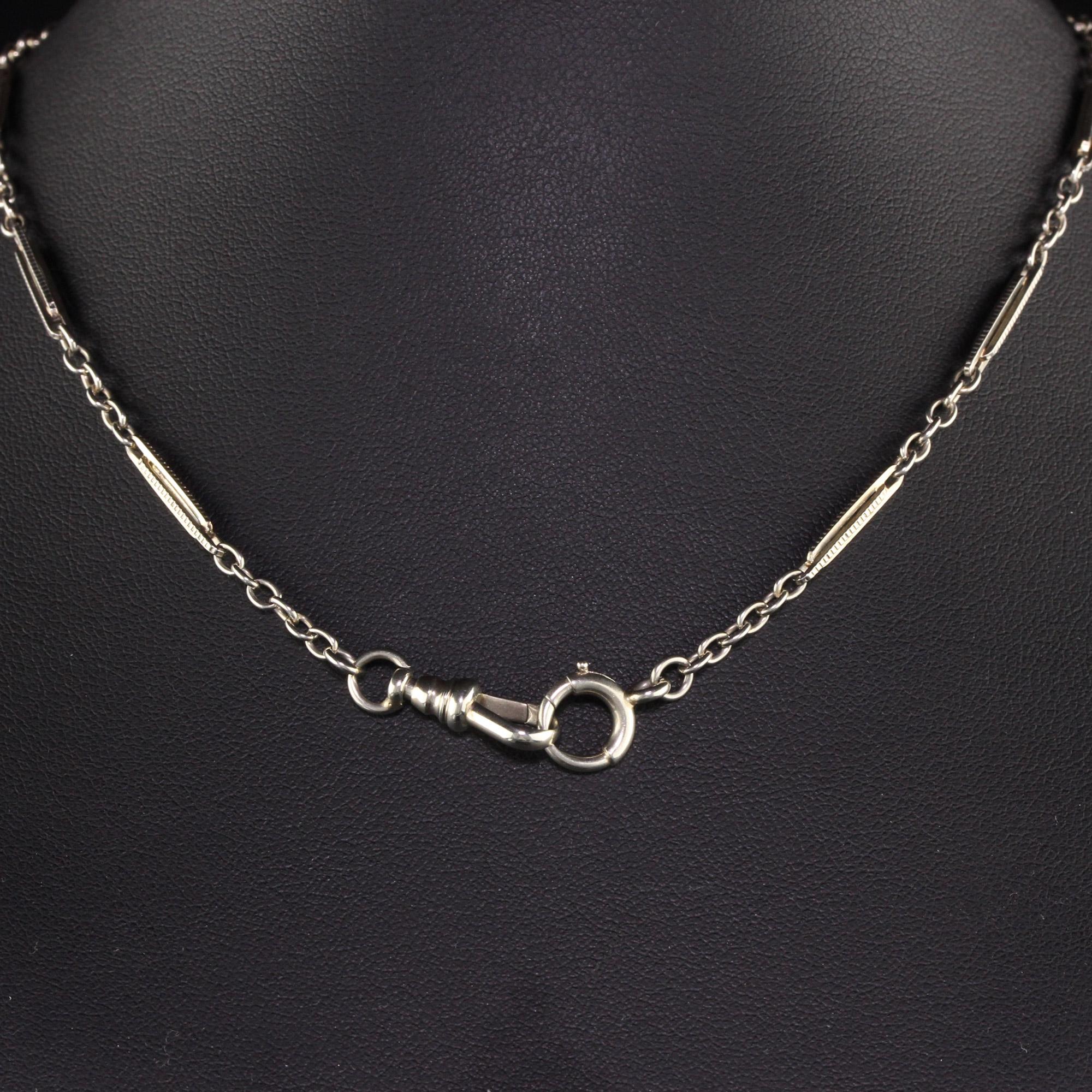 Antique Art Deco 18K White Gold Intricate Link Chain In Good Condition For Sale In Great Neck, NY