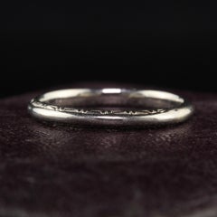 Antique Art Deco 18K White Gold Lohengrin Engraved Wedding Band