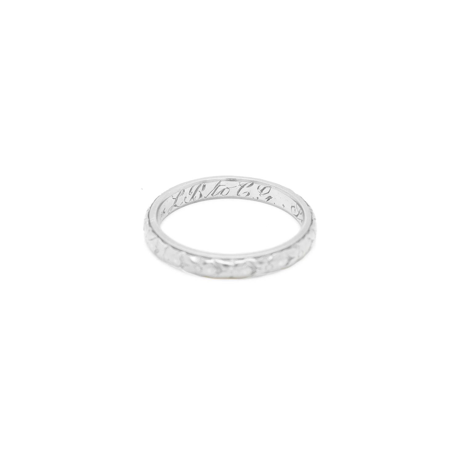 Antiker Art Deco 18K Weißgold Orange Blossom Ehering, Art déco im Angebot 5