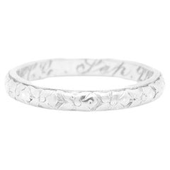 Antique Art Deco 18K White Gold Orange Blossom Wedding Band Ring
