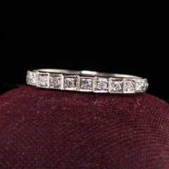 Antique Art Deco 18k White Gold Ring O Romance Diamond Wedding Band