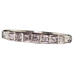 Antique Art Deco 18k White Gold Ring O Romance Diamond Wedding Band