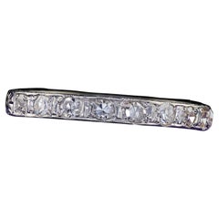 Alliance Art déco ancienne gravée en or blanc 18 carats avec diamants taille unique