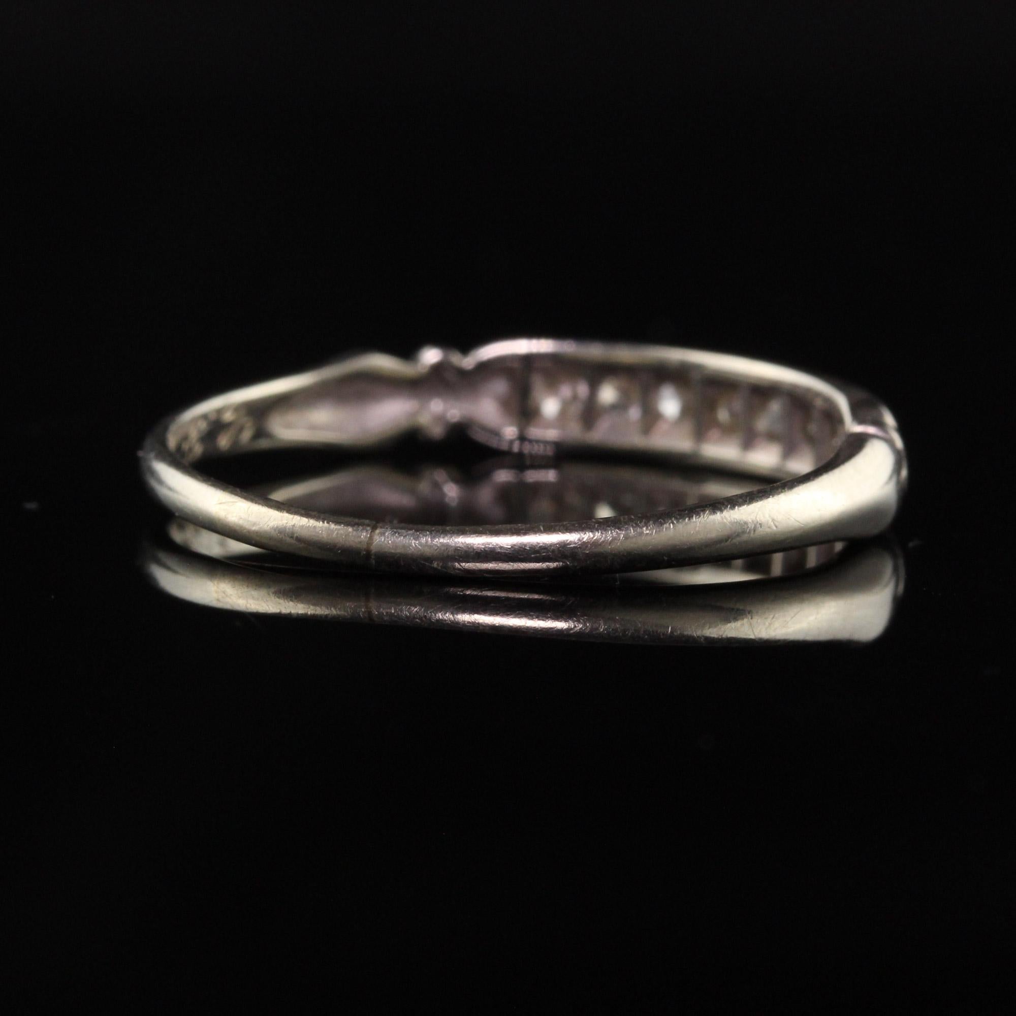 Women's Antique Art Deco 18K White Gold Single Cut Diamond Wedding Band For Sale