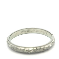 Antique Art Deco 18k White Gold Textured Wheat Milgrain Work Eternity Band Ring