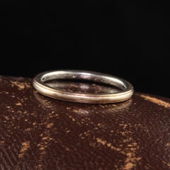Antique Art Deco 18K Yellow Gold and Platinum Engraved Wedding Band