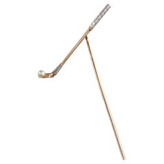 Antike antike Art Deco 18 Karat Gelbgold und Platin Golf Stick Pin