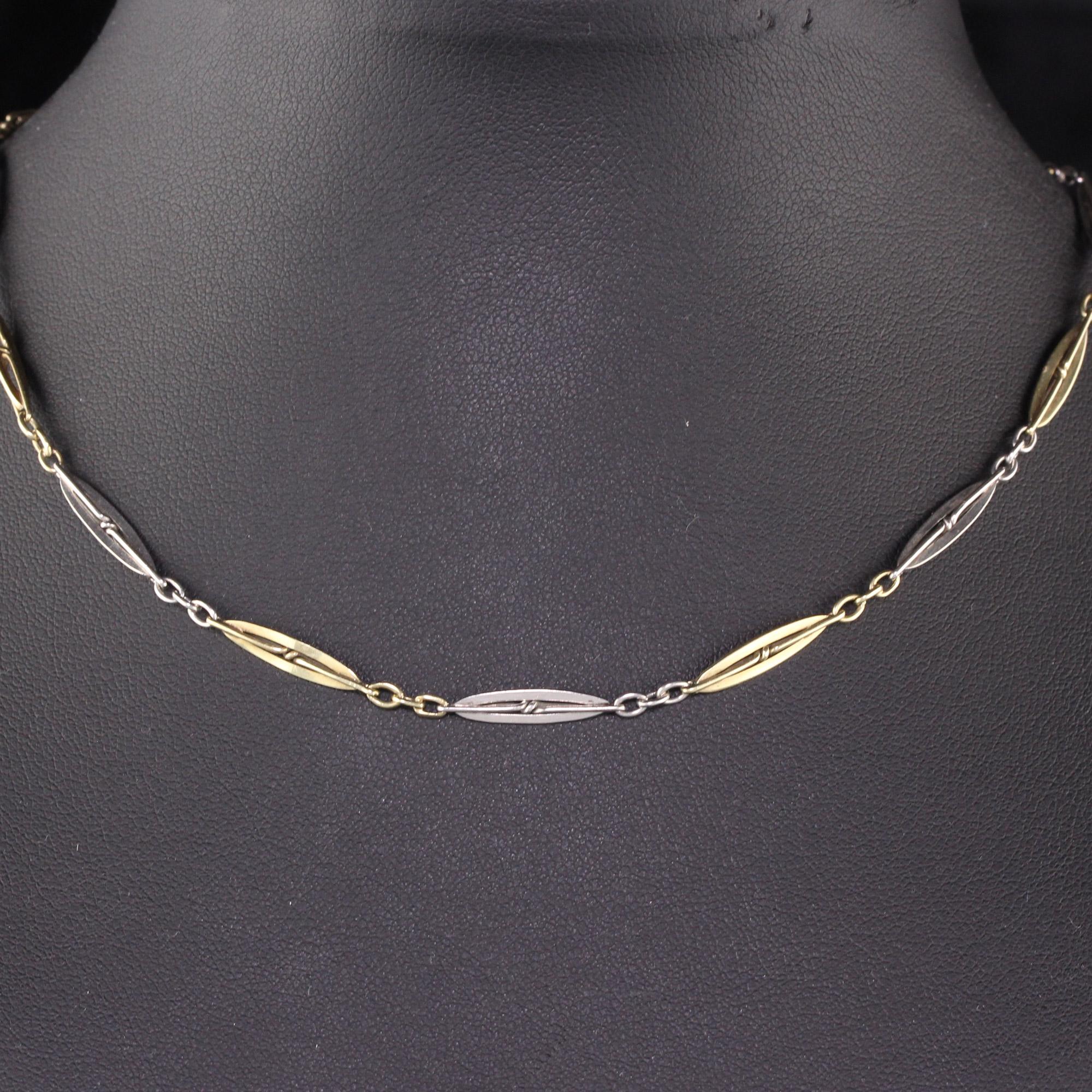 Antique Art Deco 18K Yellow Gold and Platinum Link Necklace / Watch Fob In Good Condition For Sale In Great Neck, NY