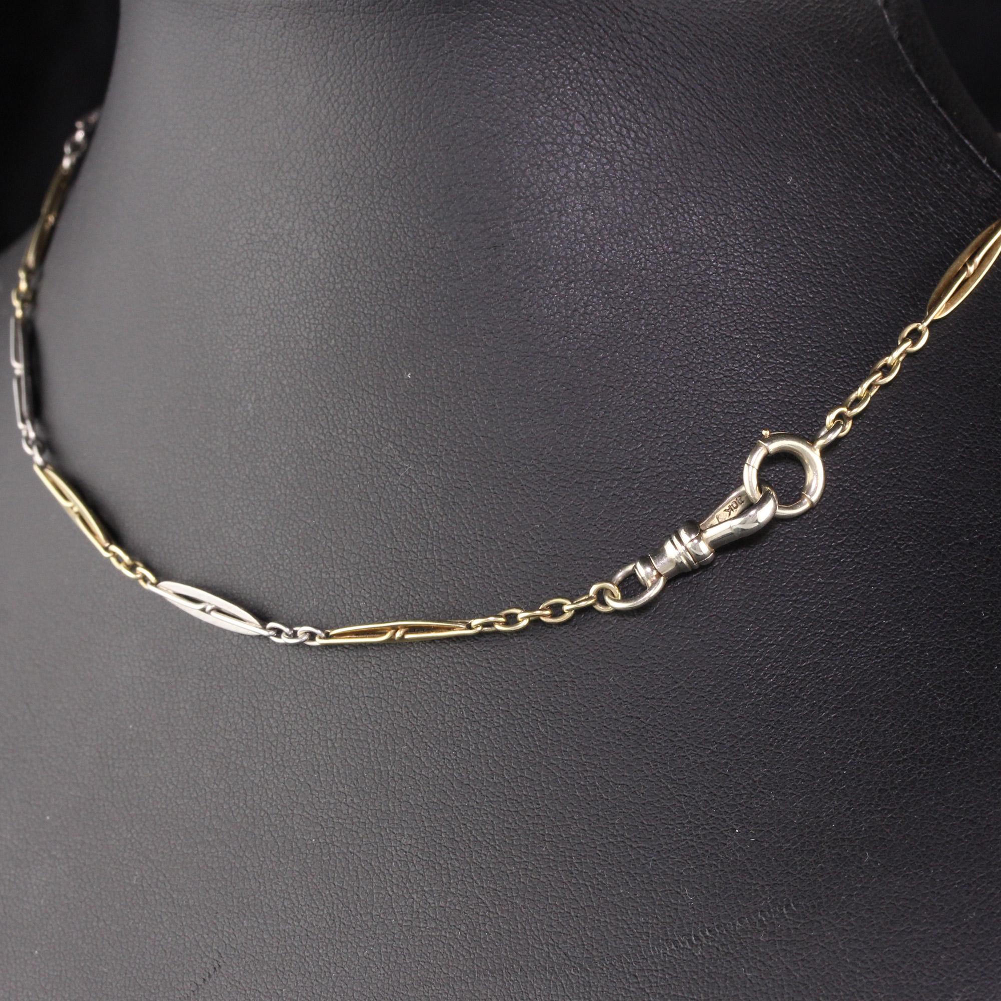 Antique Art Deco 18K Yellow Gold and Platinum Link Necklace / Watch Fob ...