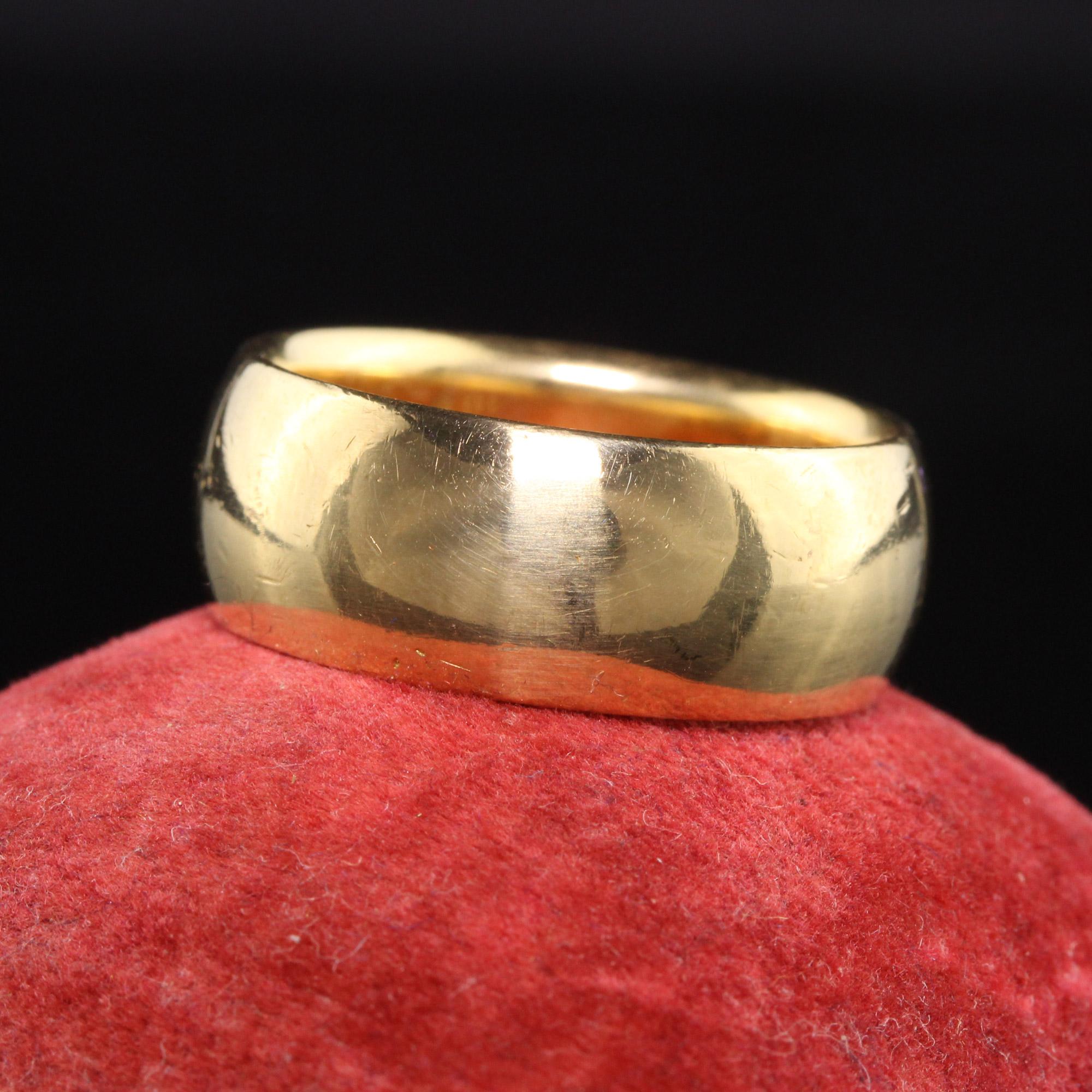 Beautiful Antique Art Deco 18K Yellow Gold Black Starr and Frost Wide Wedding Band. This amazing Black Starr and Frost wedding band is in great condition and is solid. The ring is wide and fit comfortably on the finger.

Item #R1018

Metal: 18K