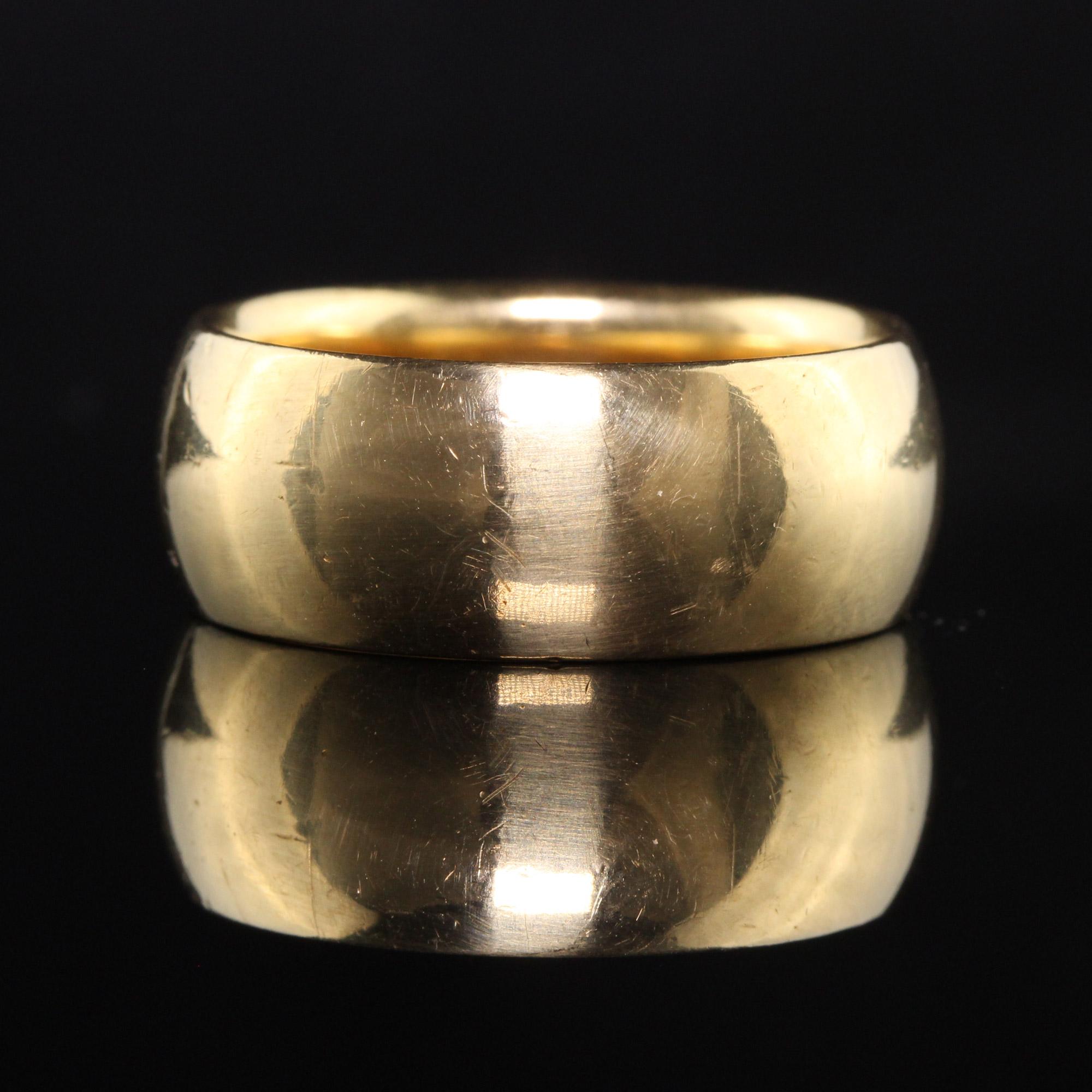 Antique Art Deco 18K Yellow Gold Black Starr and Frost Wide Wedding Band For Sale 1