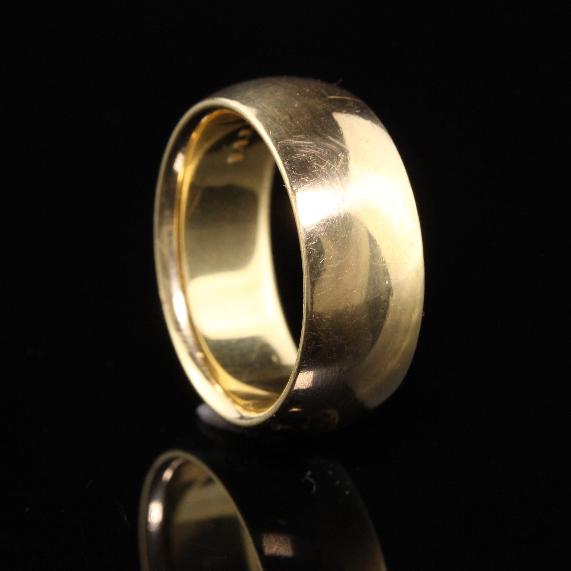 Antique Art Deco 18K Yellow Gold Black Starr and Frost Wide Wedding Band For Sale 2