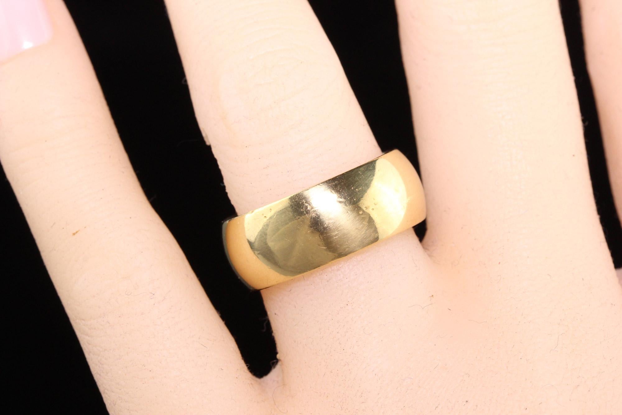 Antique Art Deco 18K Yellow Gold Black Starr and Frost Wide Wedding Band For Sale 3